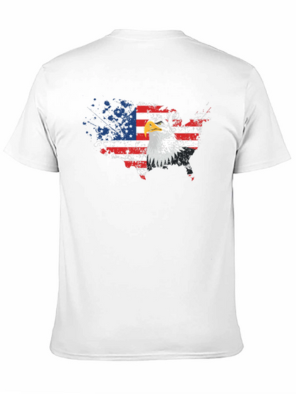 USA Flag Eagle Graphic Print Black T-Shirt