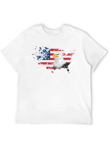 USA Flag Eagle Graphic Print Black T-Shirt