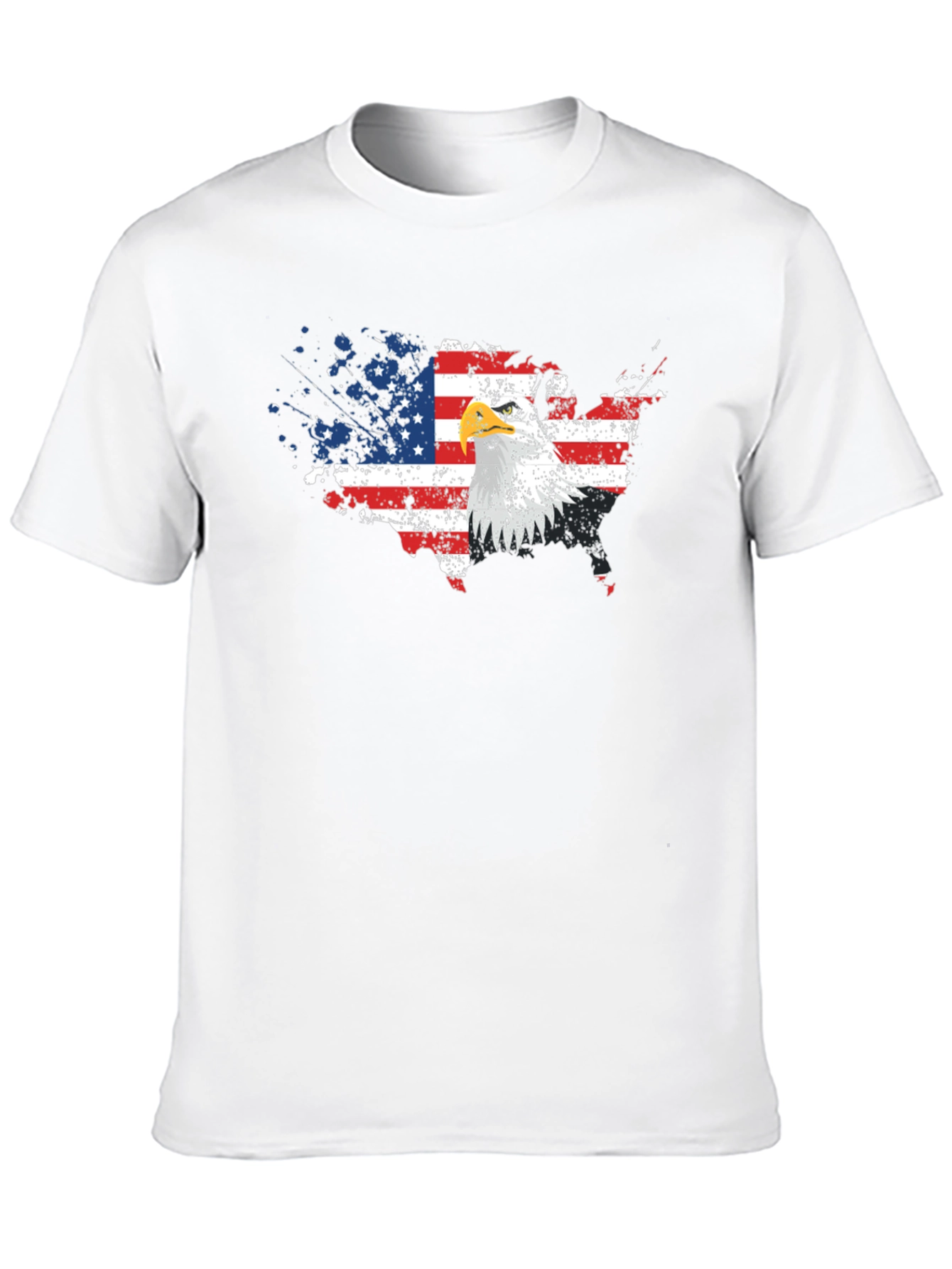 USA Flag Eagle Graphic Print Black T-Shirt