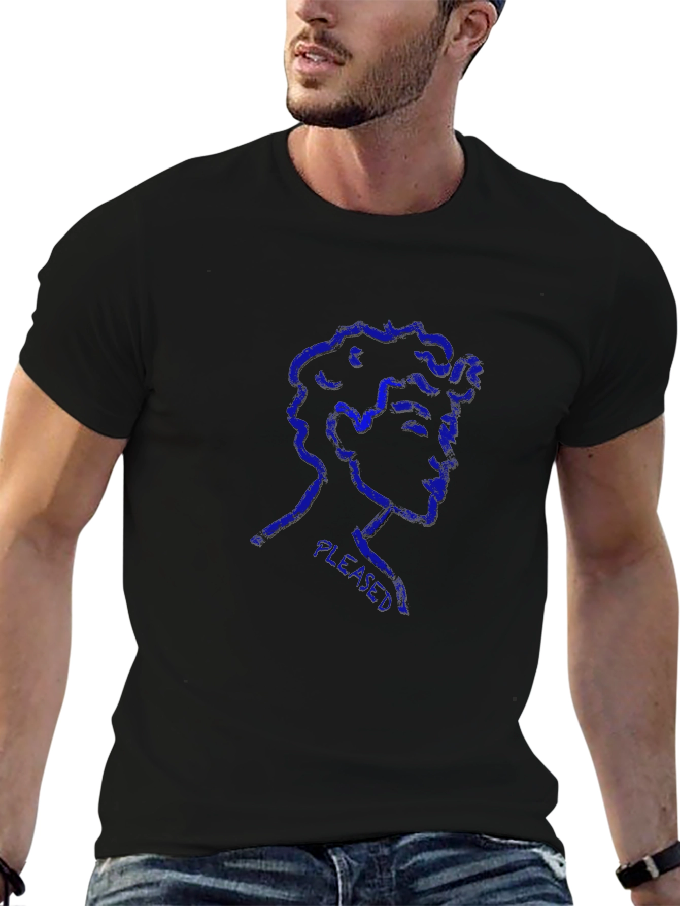 Pleased Graphic Print Black T-Shirt