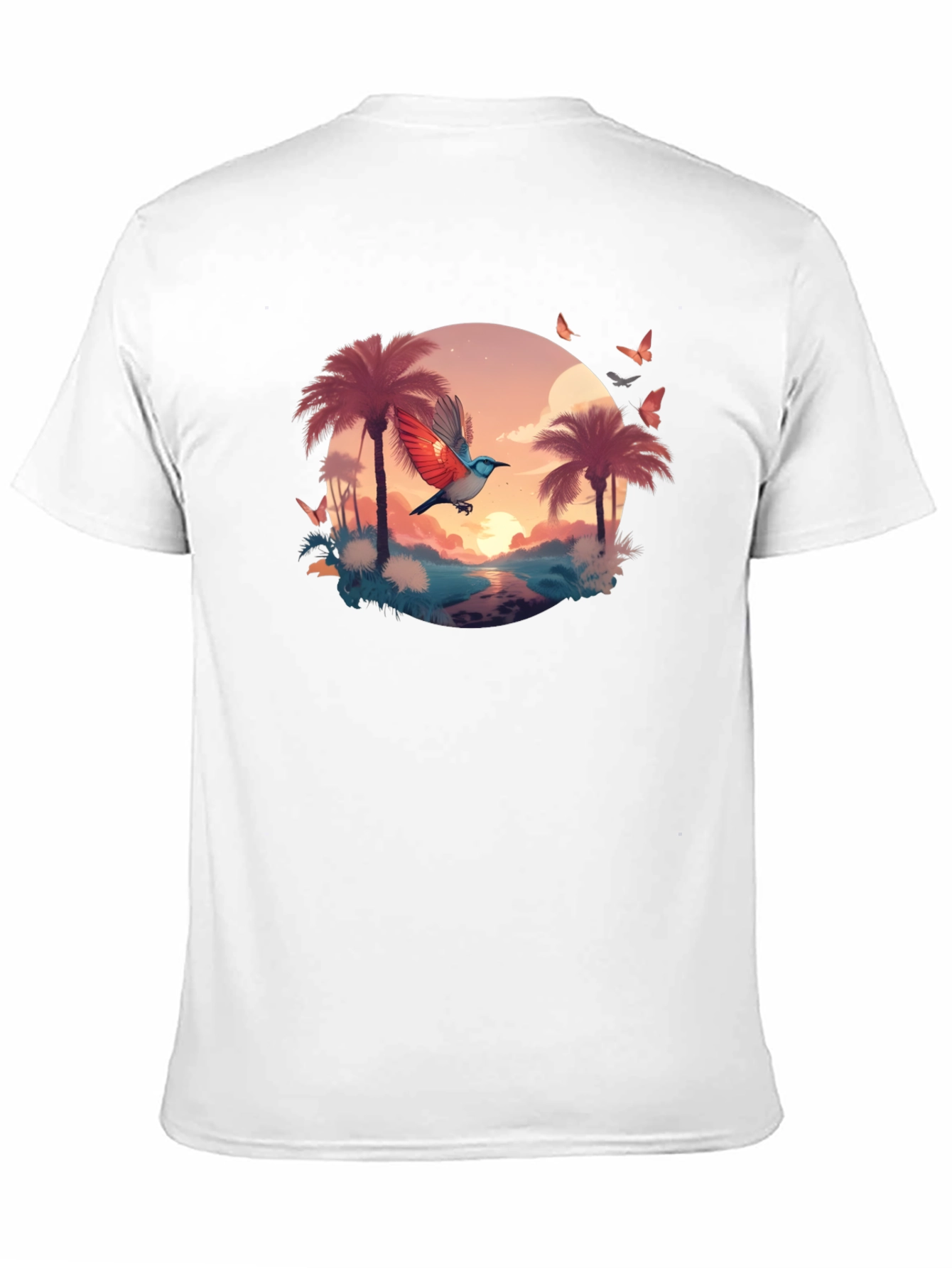 Tropical Bird Graphic Tee - Black