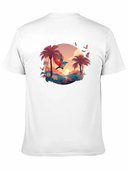 Tropical Bird Graphic Tee - Black