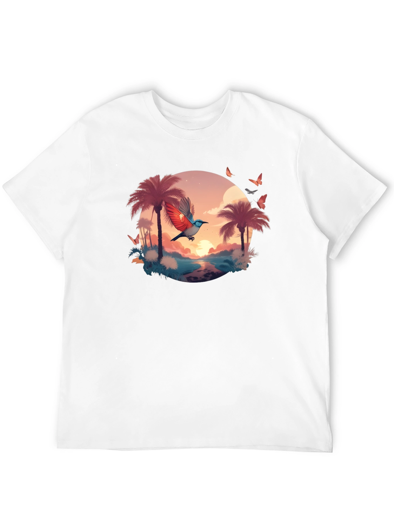 Tropical Bird Graphic Tee - Black