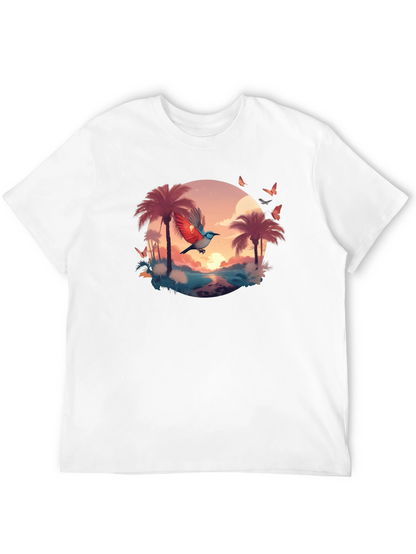 Tropical Bird Graphic Tee - Black