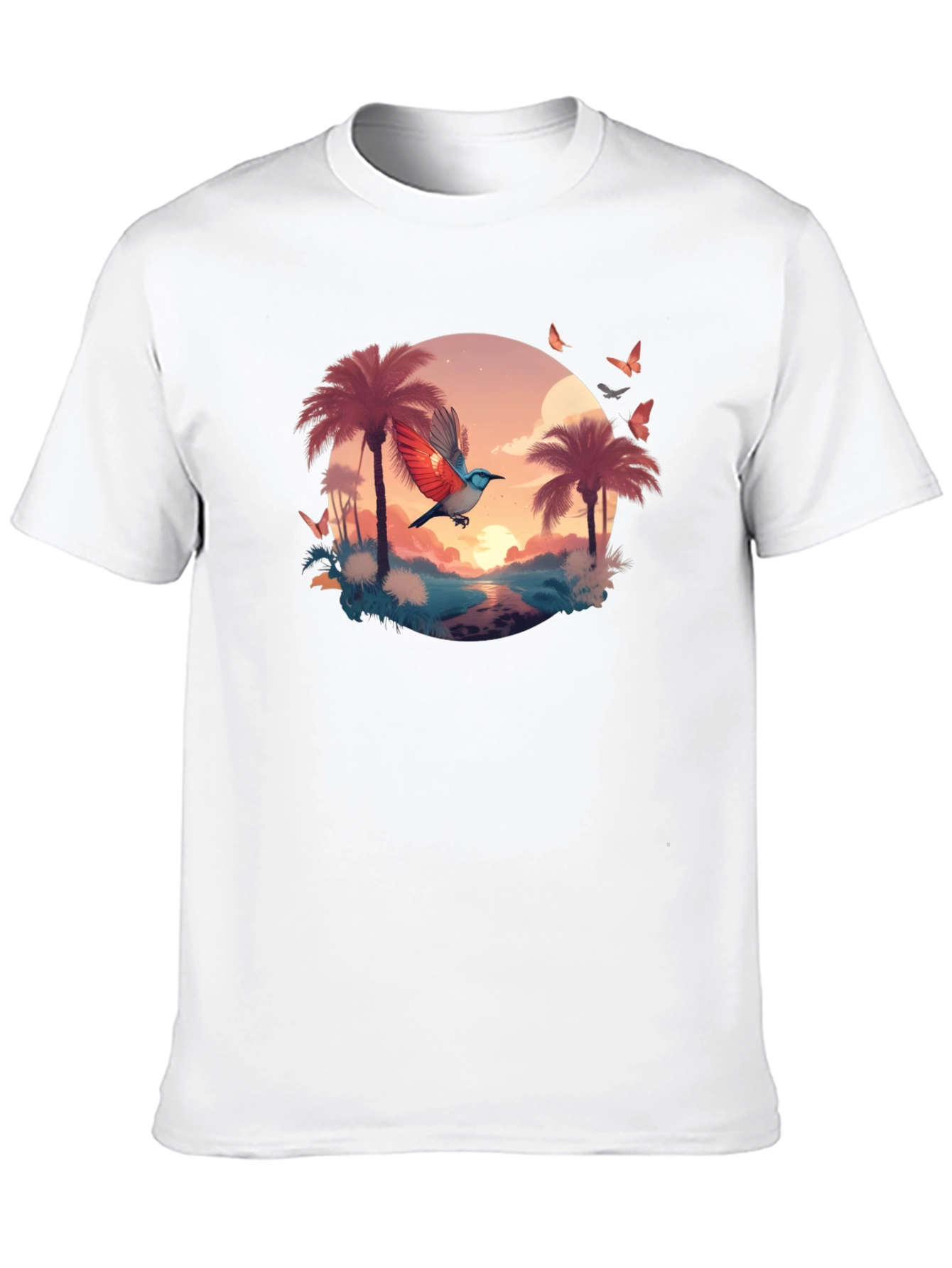 Tropical Bird Graphic Tee - Black