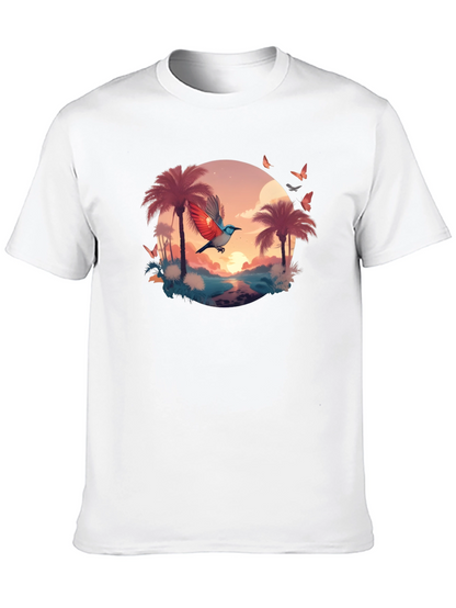Tropical Bird Graphic Tee - Black
