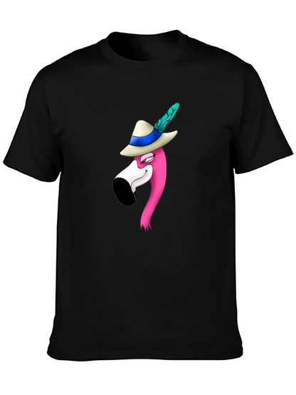 Flamingo in Hat Graphic T-Shirt