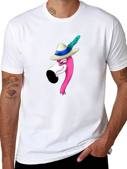 Flamingo in Hat Graphic T-Shirt