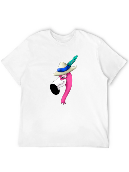 Flamingo in Hat Graphic T-Shirt