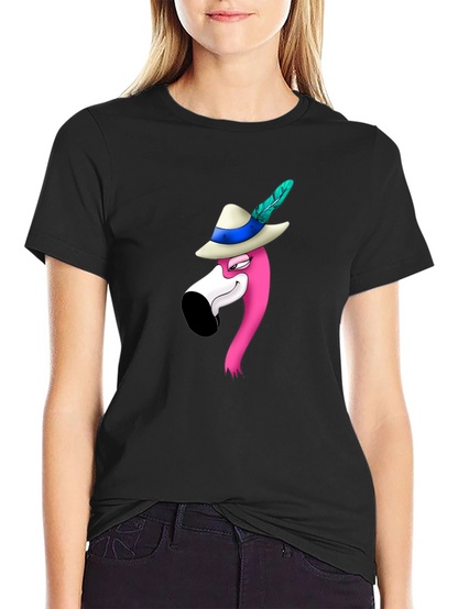 Flamingo in Hat Graphic T-Shirt