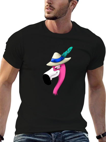 Flamingo in Hat Graphic T-Shirt