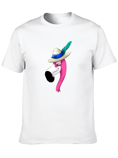 Flamingo in Hat Graphic T-Shirt