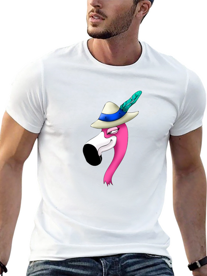 Flamingo in Hat Graphic T-Shirt