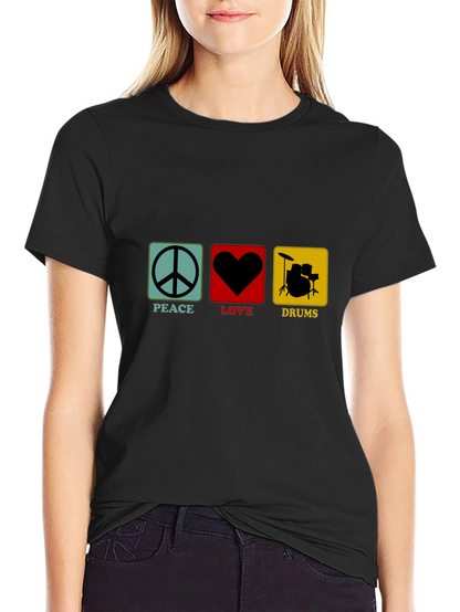 Peace Love Drums Graphic T-Shirt