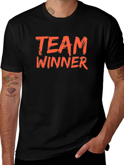 Team Winner Graphic Tee - Black Crew Neck