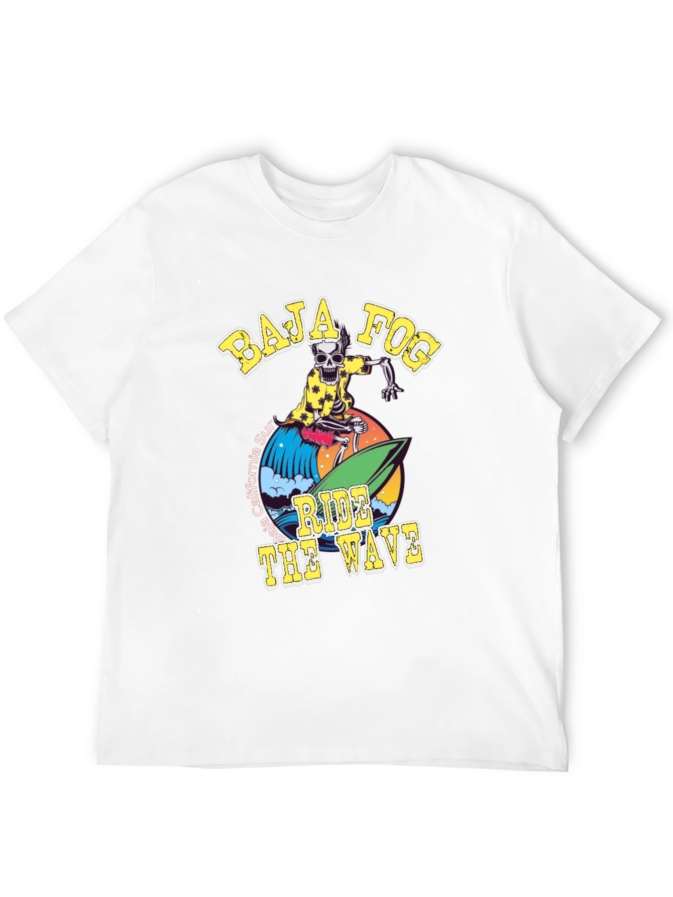 Baja Fog Skeleton Surfer Graphic T-Shirt