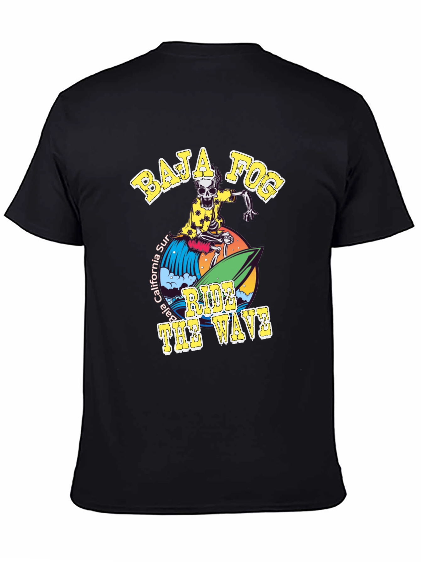 Baja Fog Skeleton Surfer Graphic T-Shirt