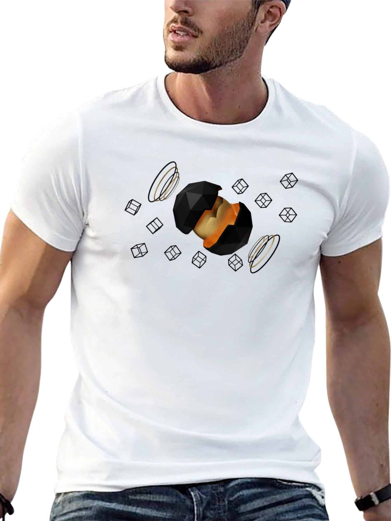 Abstract Orb Graphic Black T-Shirt