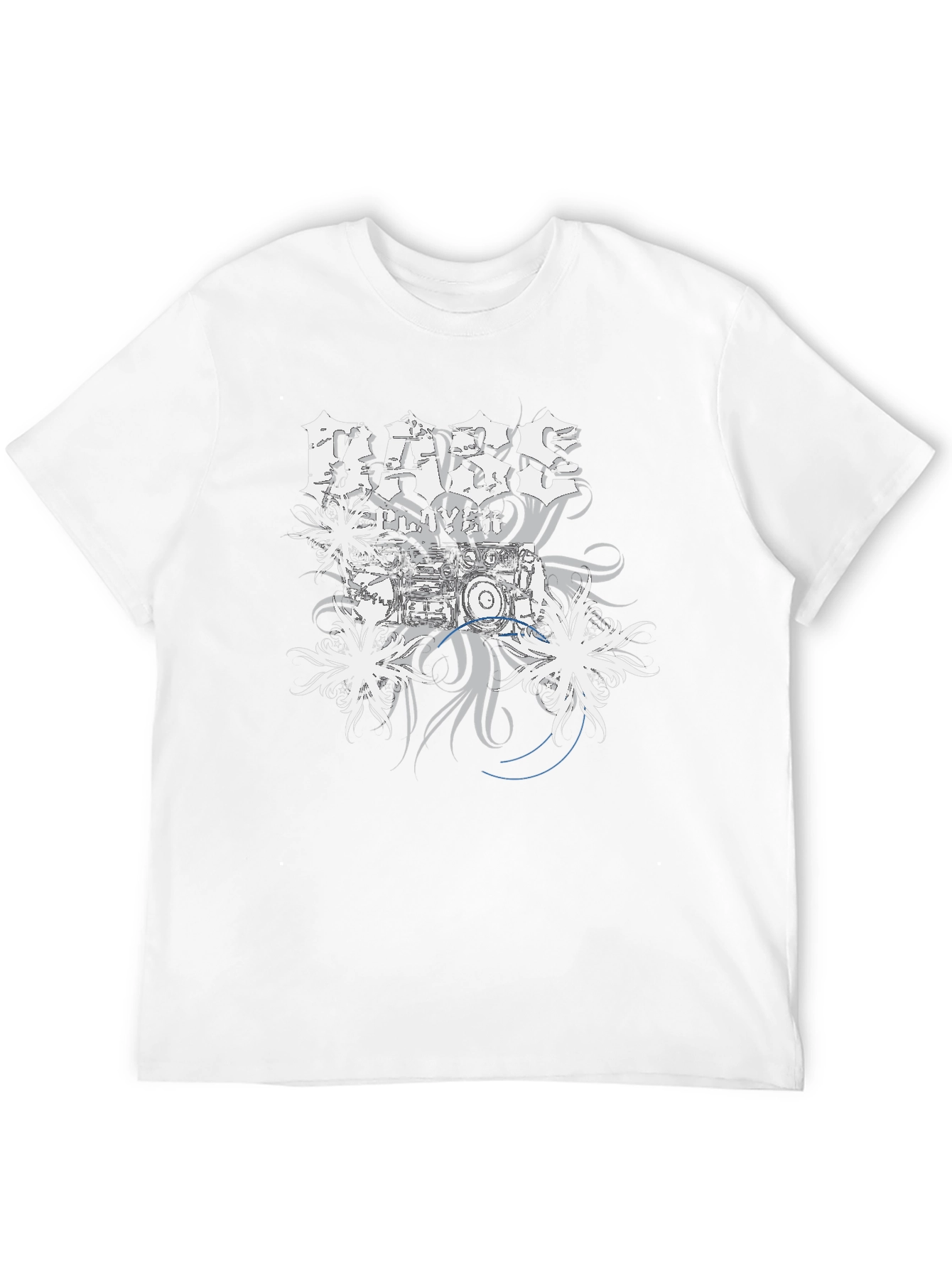 Bass Player Drum Kit Graphic Print Black T-Shirt
