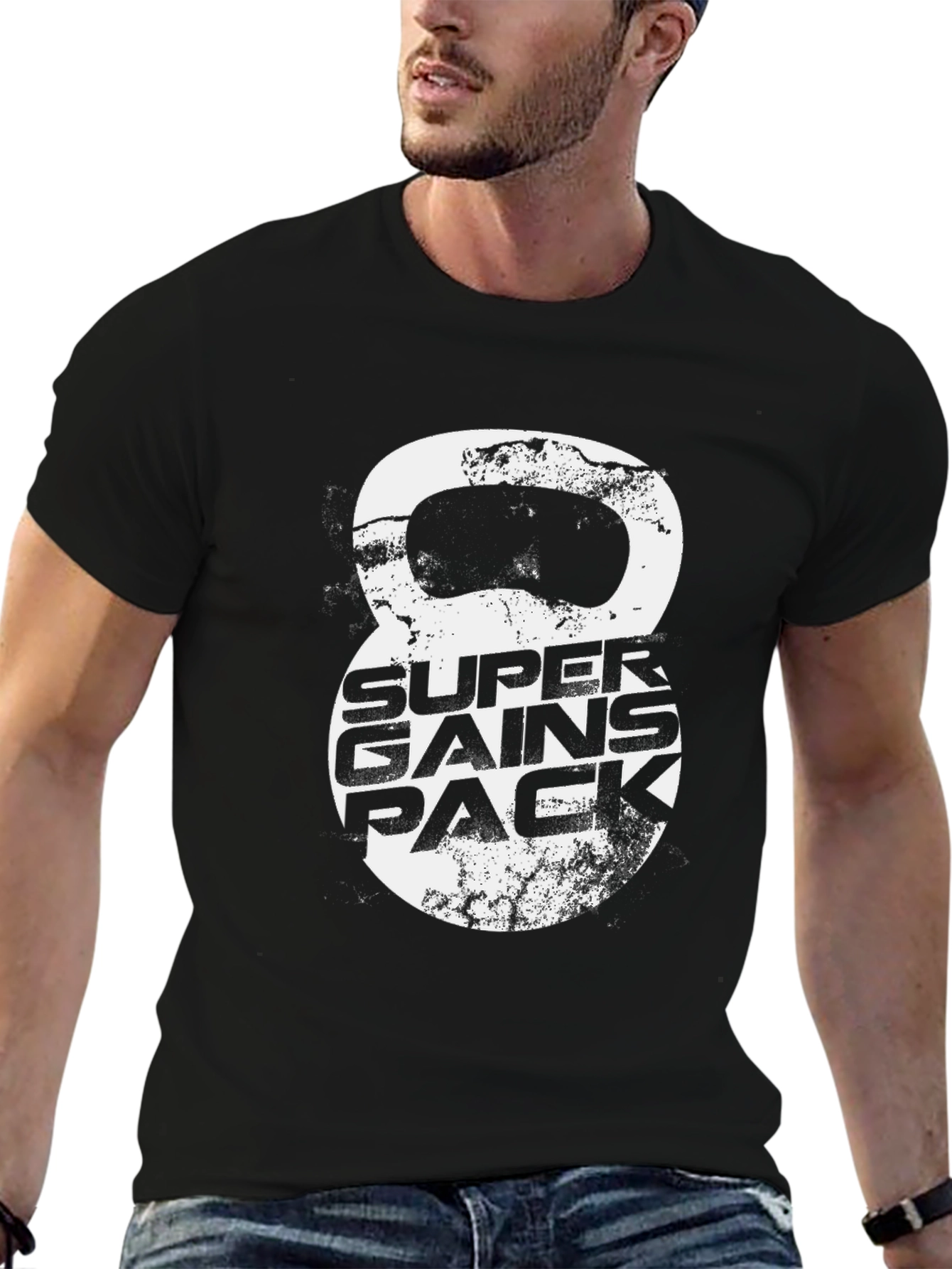 Super Gains Pack Graphic Tee - Kettlebell Design