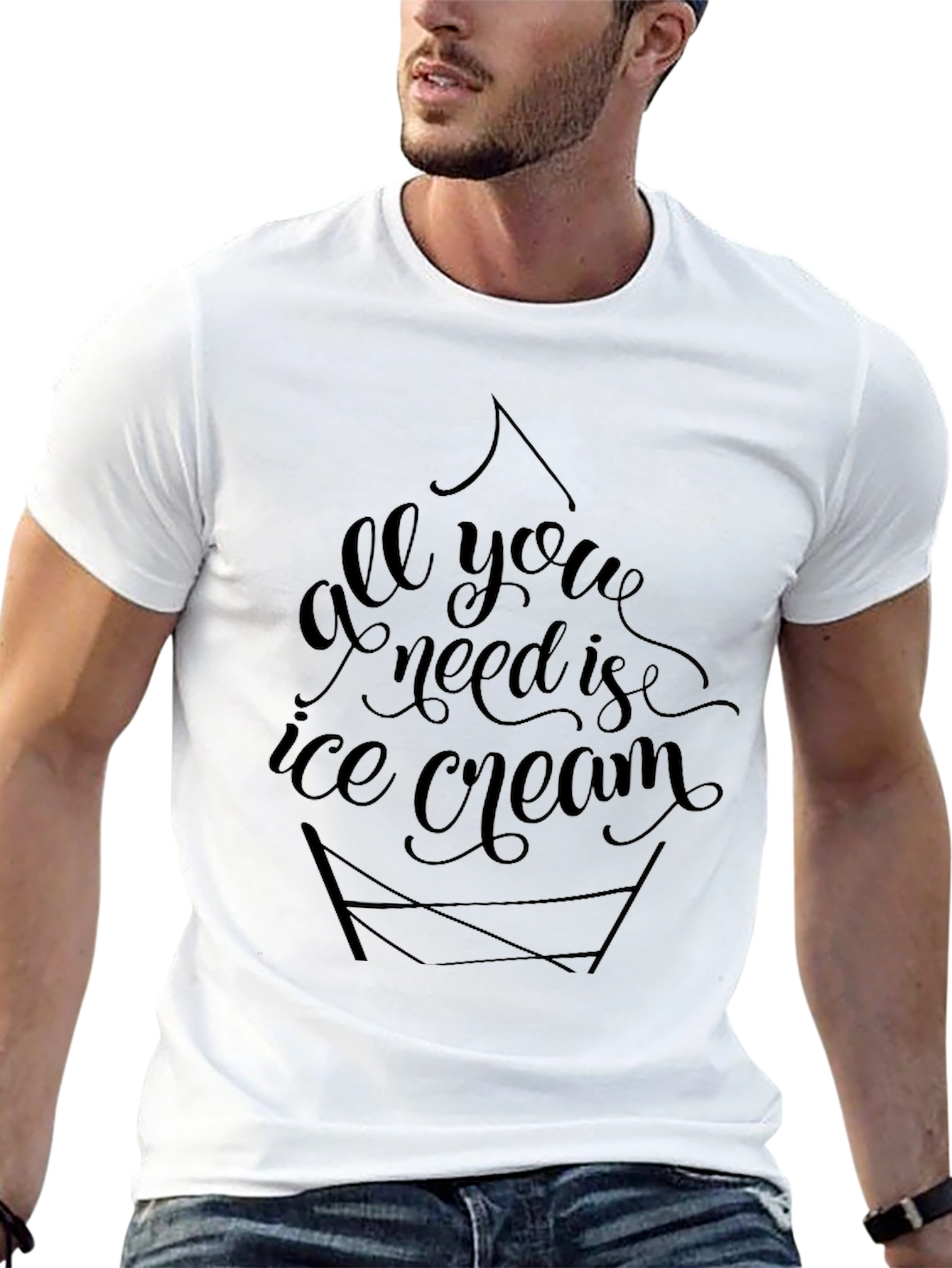 All You Need Is Ice Cream Black Tee Shirt