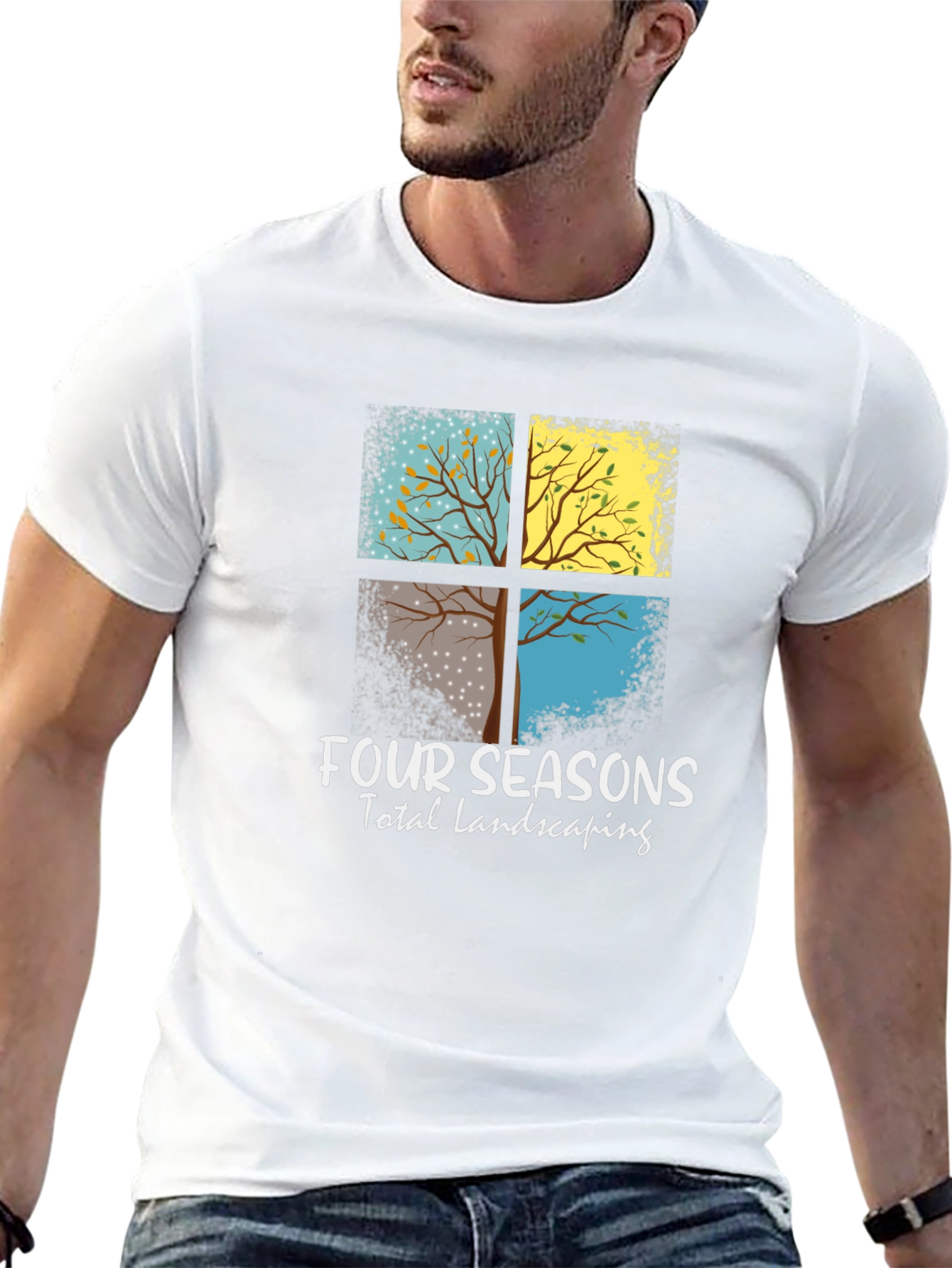 Four Seasons Landscaping Black T-Shirt