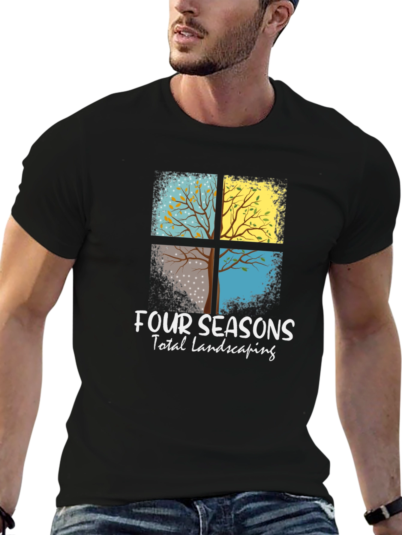 Four Seasons Landscaping Black T-Shirt