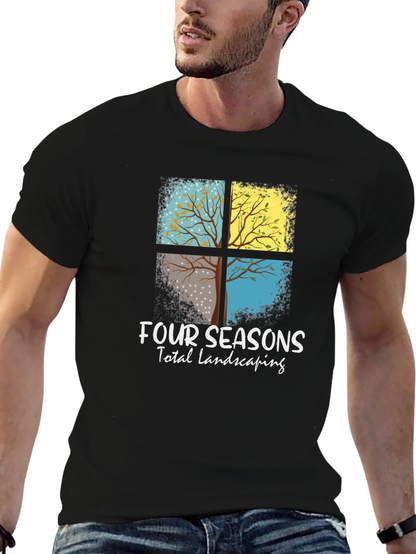 Four Seasons Landscaping Black T-Shirt