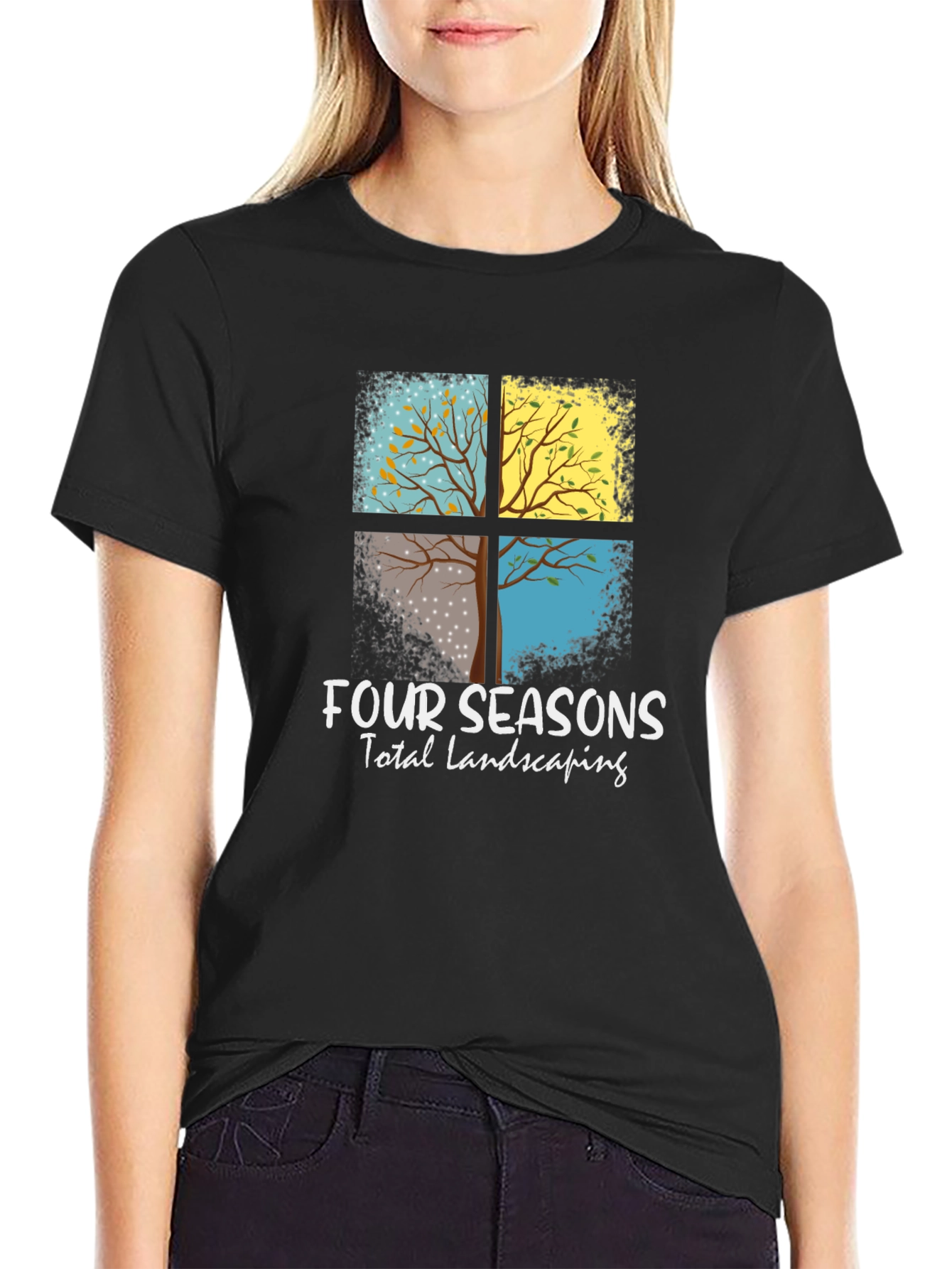 Four Seasons Landscaping Black T-Shirt