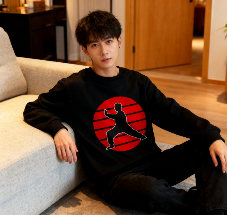 Kung Fu Martial Arts Silhouette Graphic Crewneck