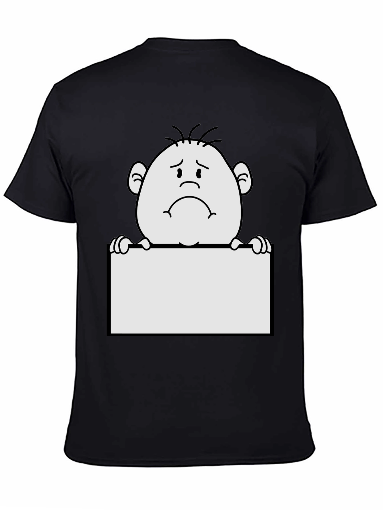 Sad Character Graphic Print Black T-Shirt