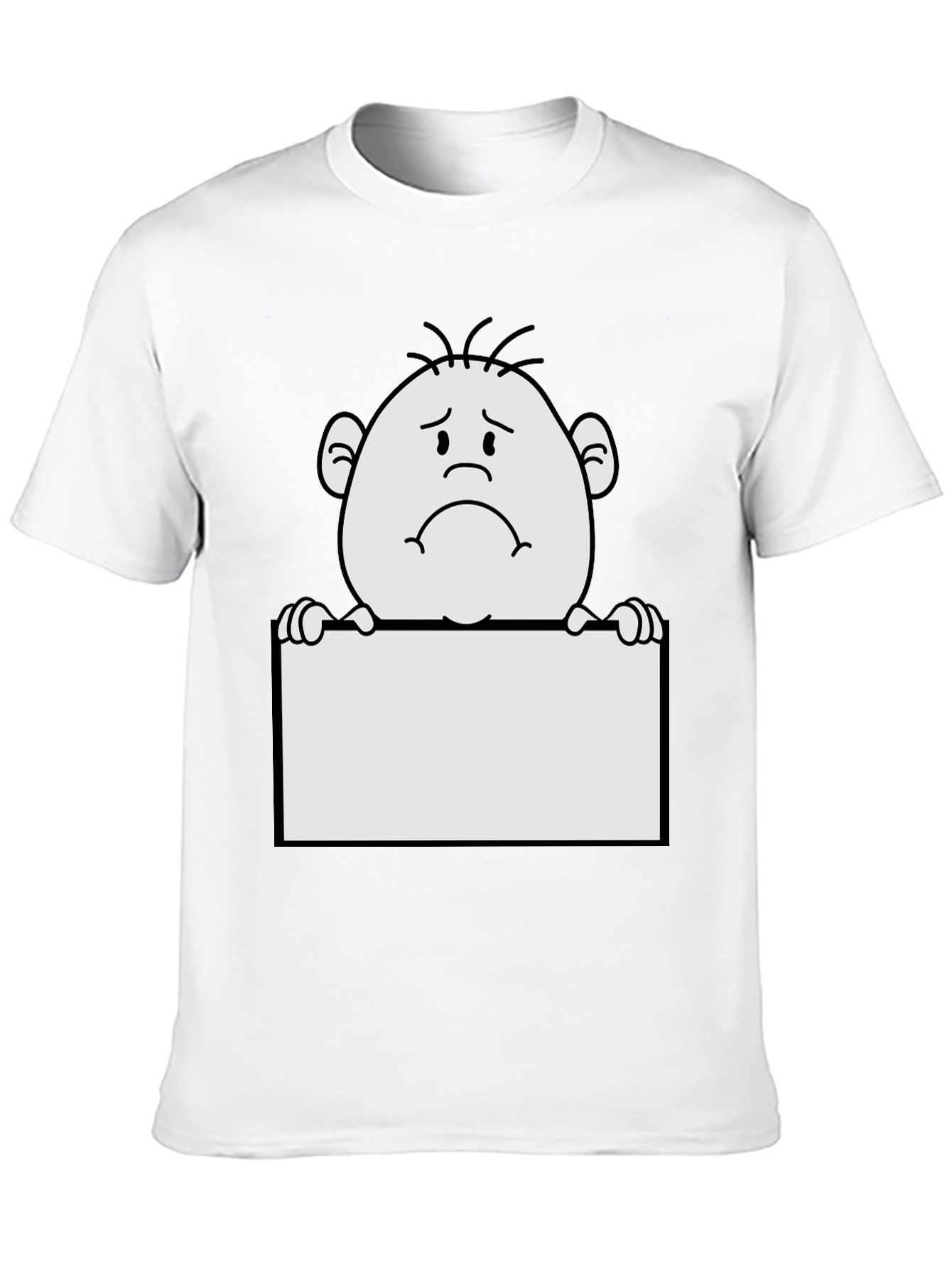 Sad Character Graphic Print Black T-Shirt