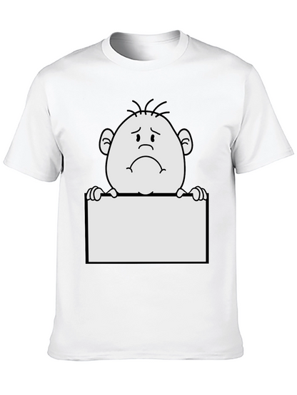 Sad Character Graphic Print Black T-Shirt