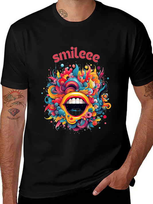 Smileee Graphic Tee - Bold Lip Design Colorful