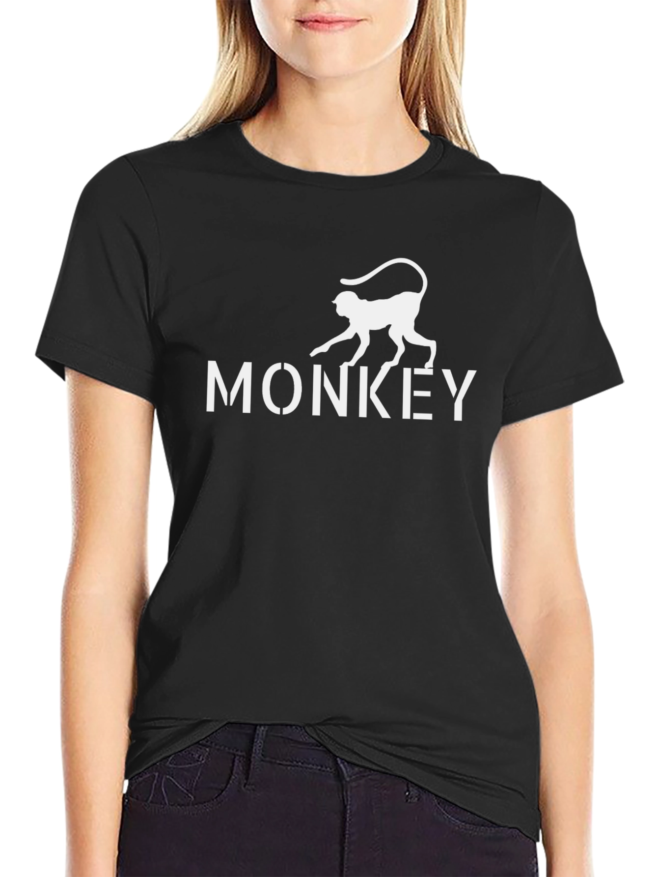 Monkey Graphic Tee - Mens Black Crewneck T-Shirt