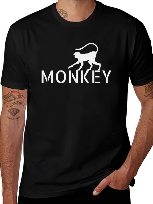 Monkey Graphic Tee - Mens Black Crewneck T-Shirt