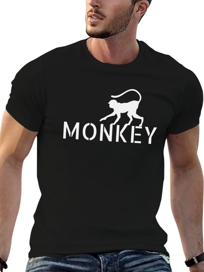 Monkey Graphic Tee - Mens Black Crewneck T-Shirt