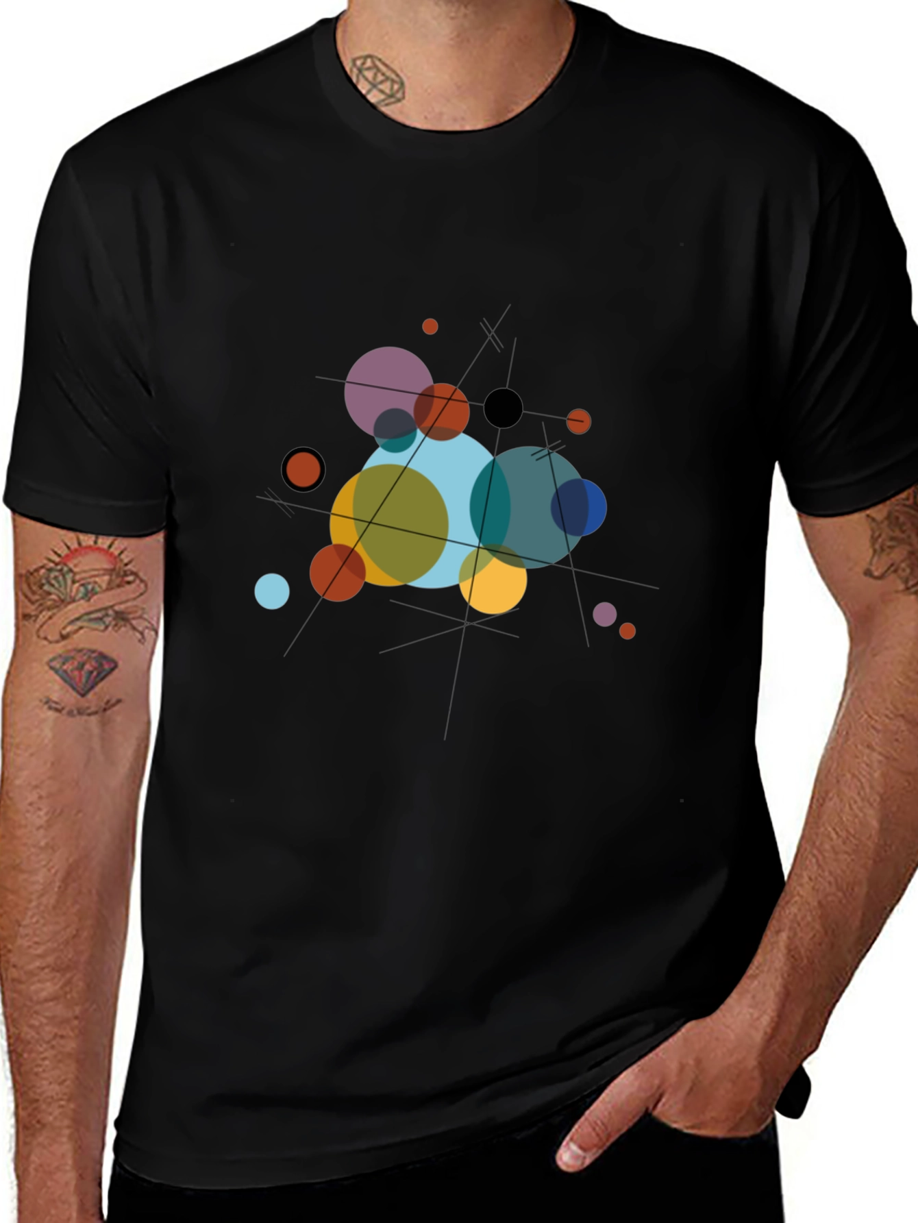 Abstract Geometric Circle Art Black T-Shirt