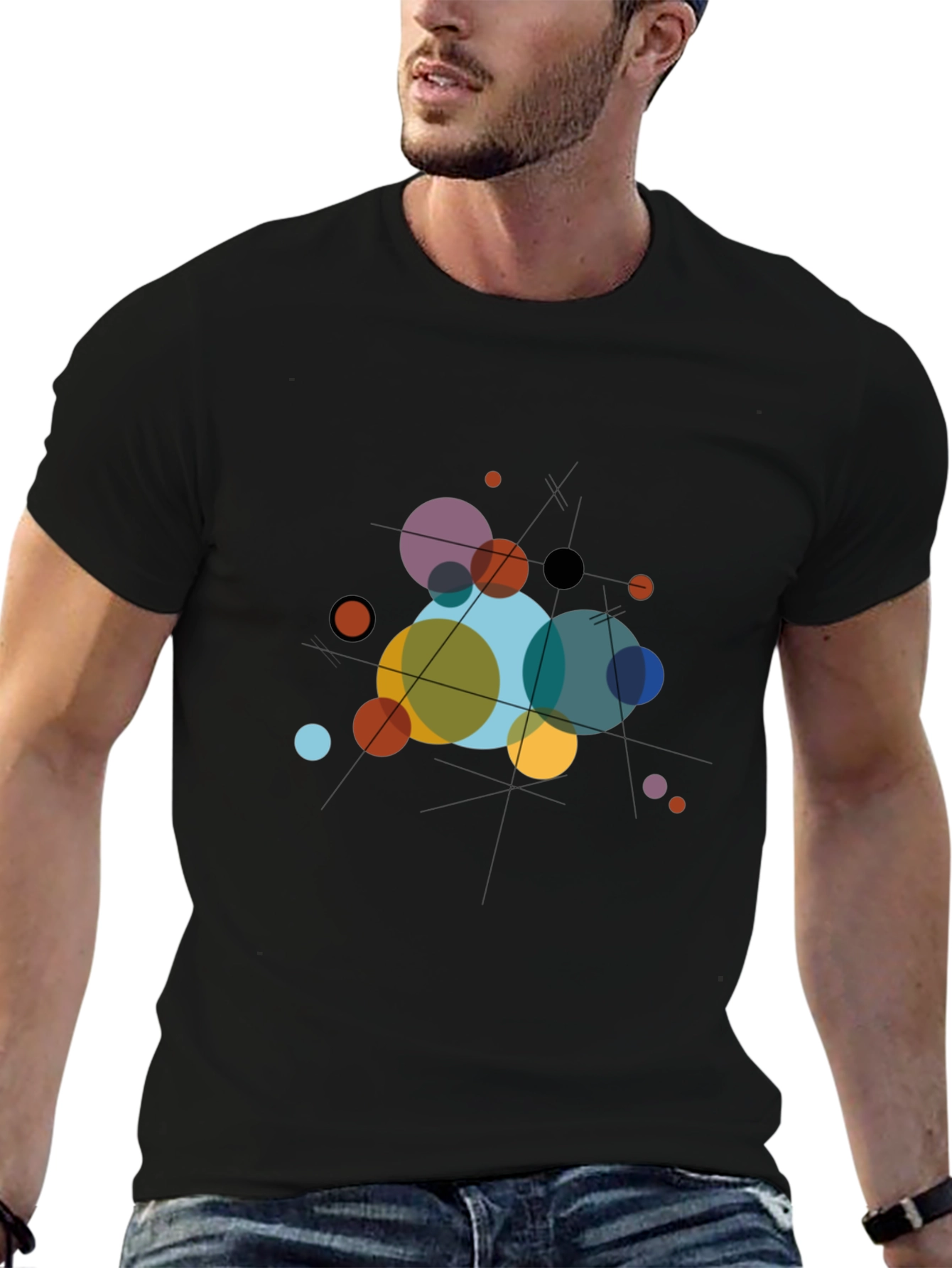 Abstract Geometric Circle Art Black T-Shirt