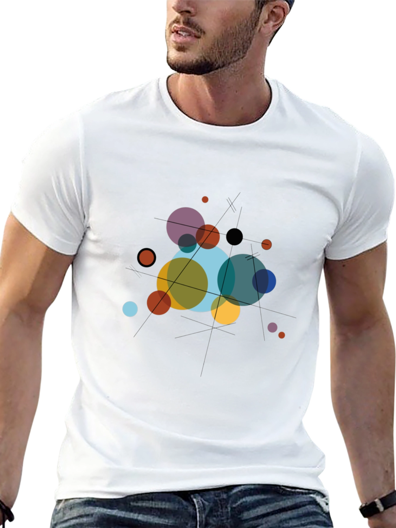 Abstract Geometric Circle Art Black T-Shirt