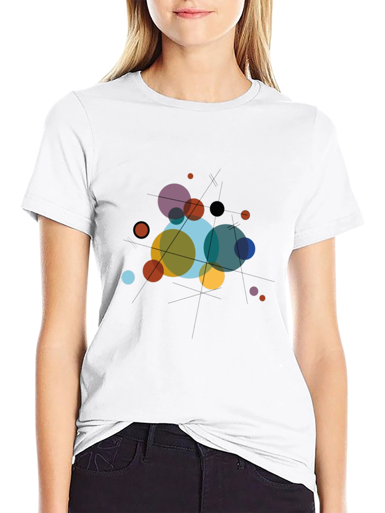 Abstract Geometric Circle Art Black T-Shirt