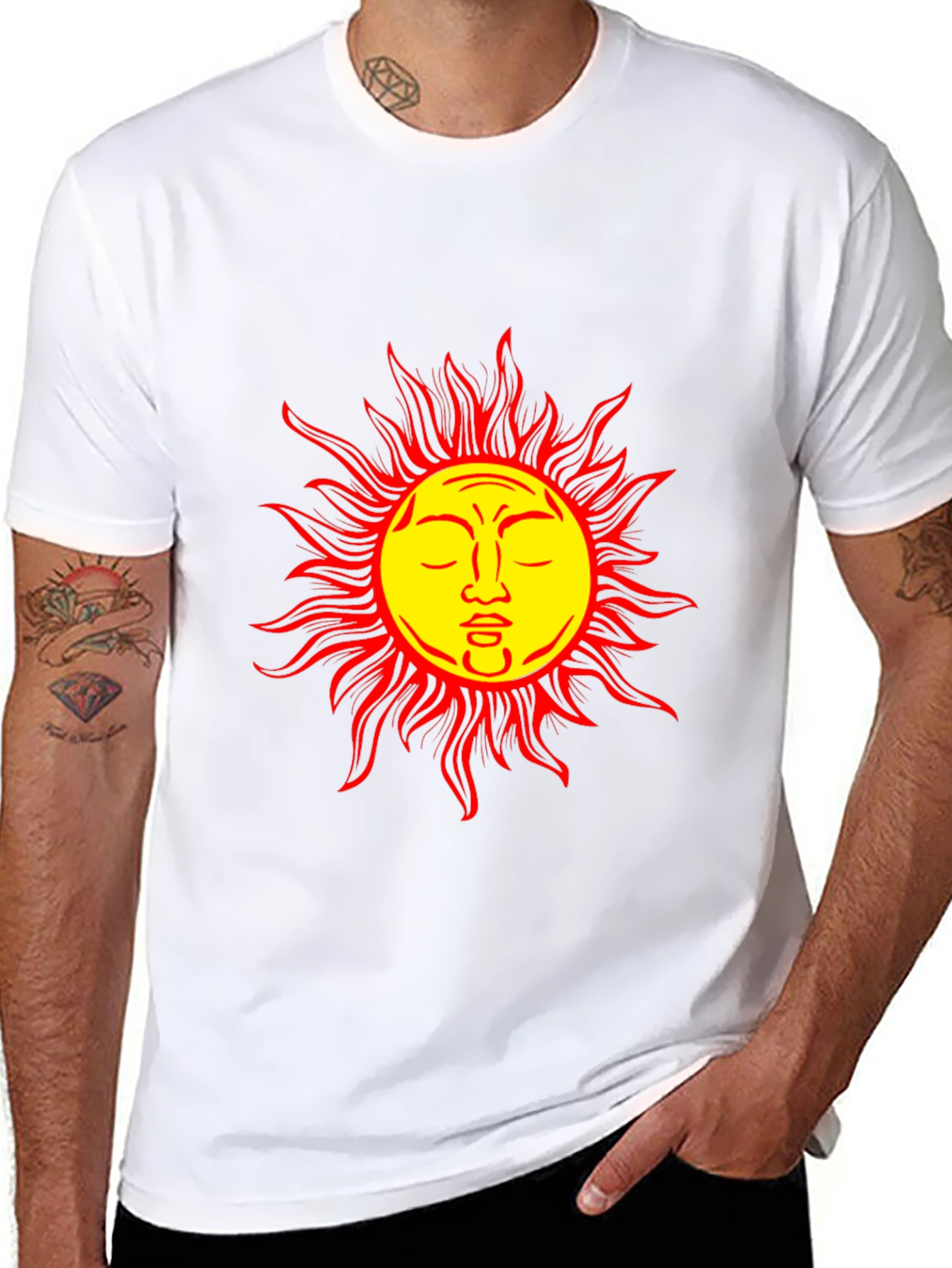 Sun Face Graphic Black T-Shirt - Stylish & Unique