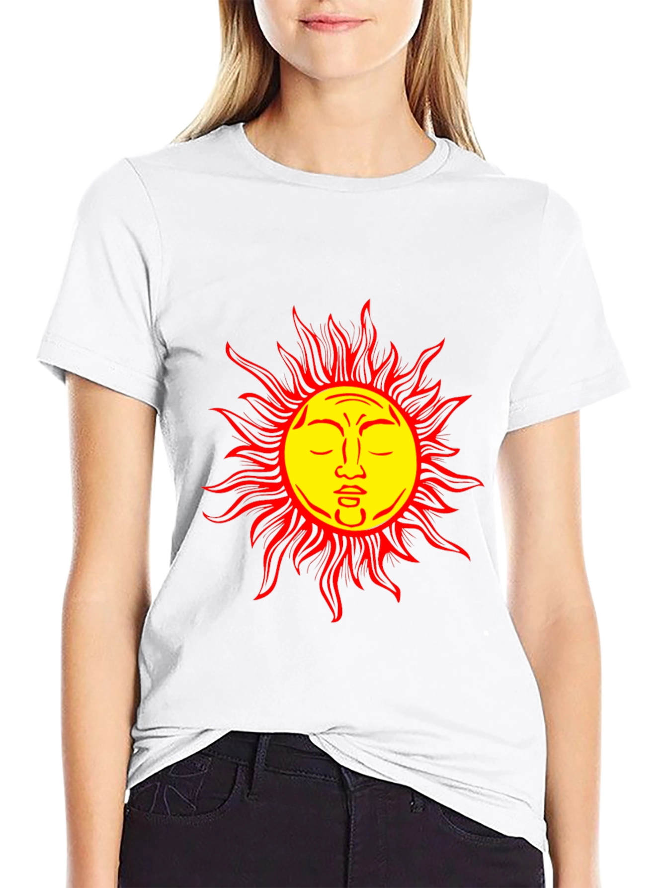 Sun Face Graphic Black T-Shirt - Stylish & Unique
