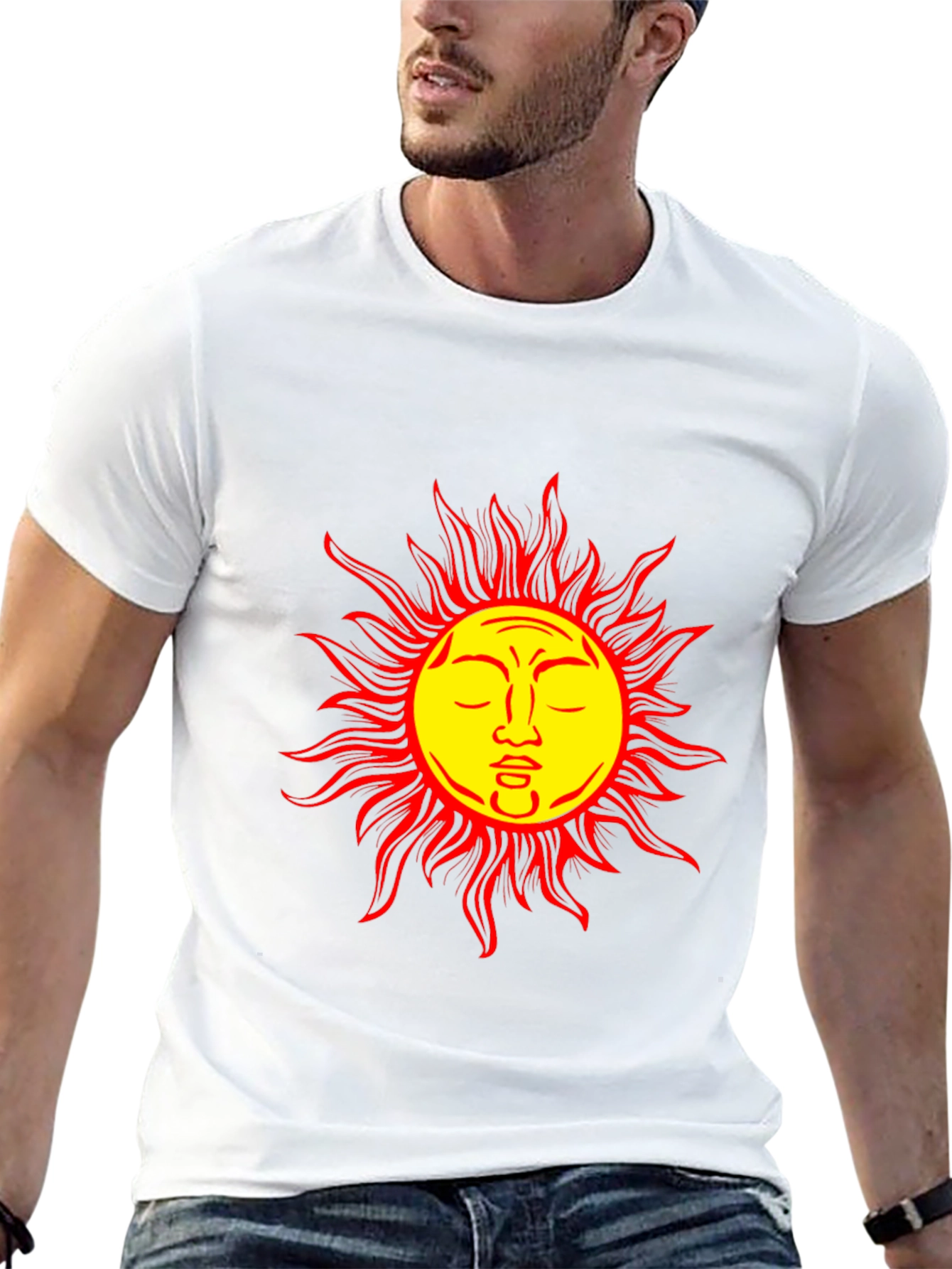 Sun Face Graphic Black T-Shirt - Stylish & Unique