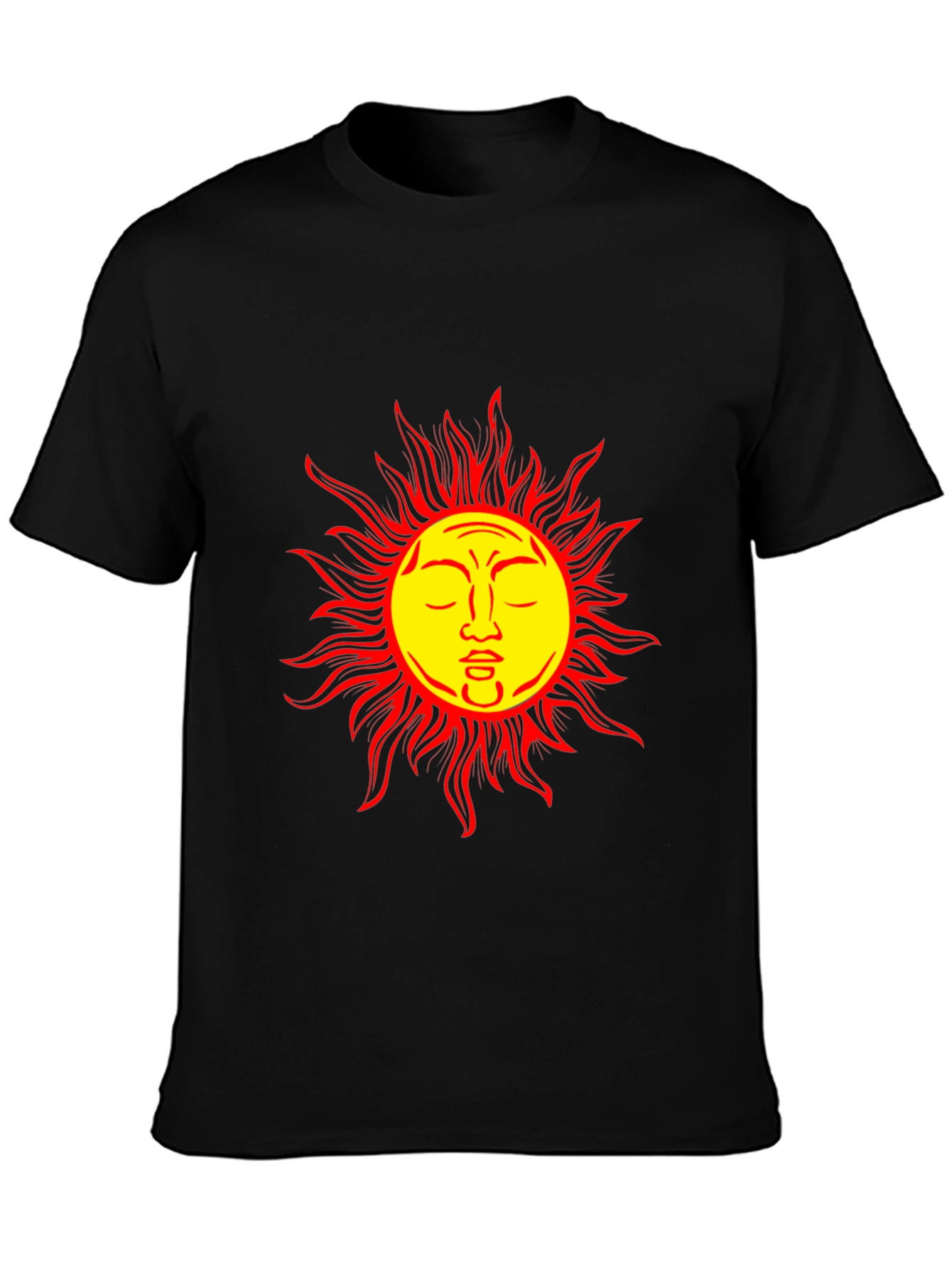 Sun Face Graphic Black T-Shirt - Stylish & Unique