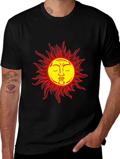 Sun Face Graphic Black T-Shirt - Stylish & Unique