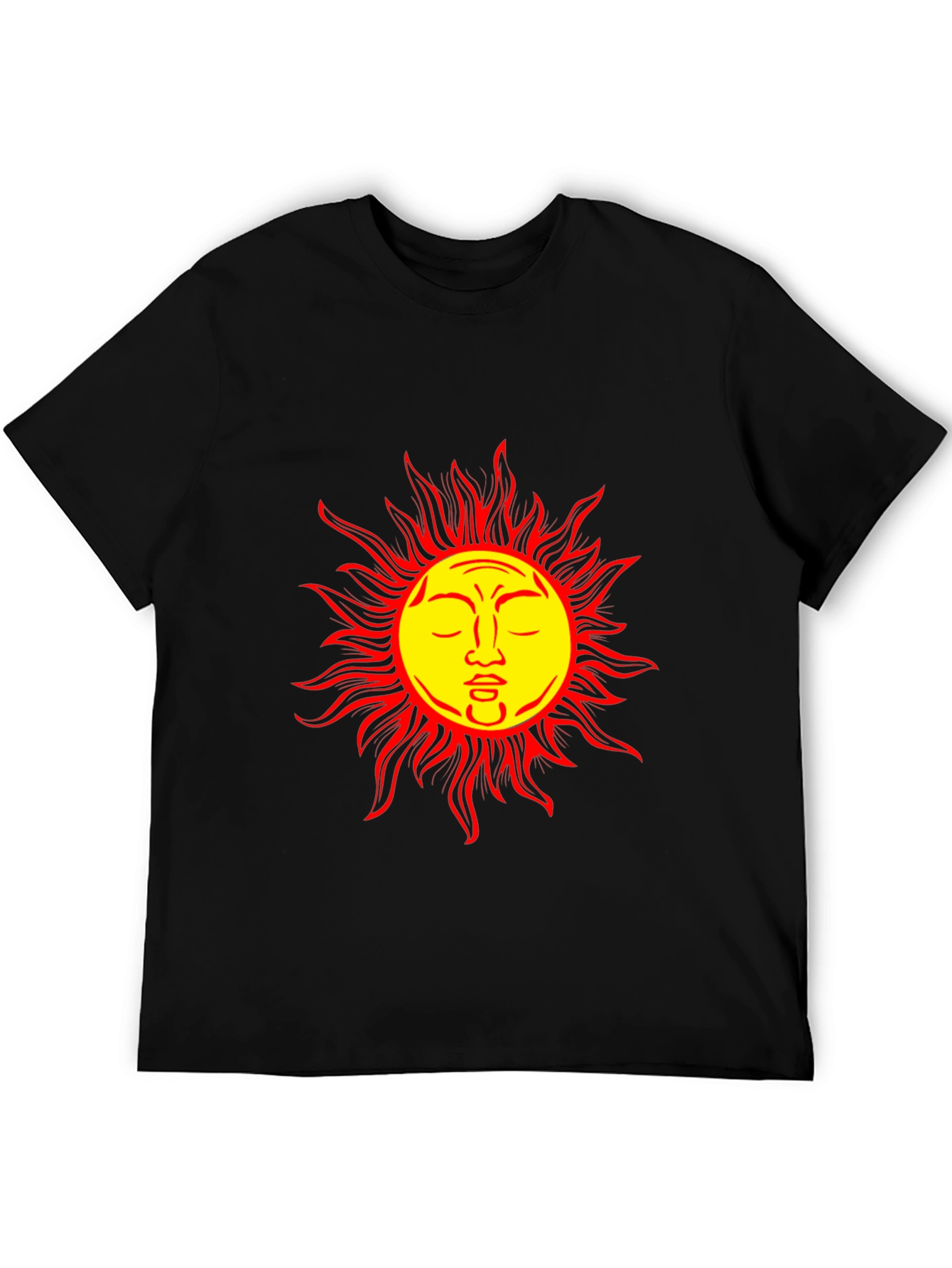 Sun Face Graphic Black T-Shirt - Stylish & Unique