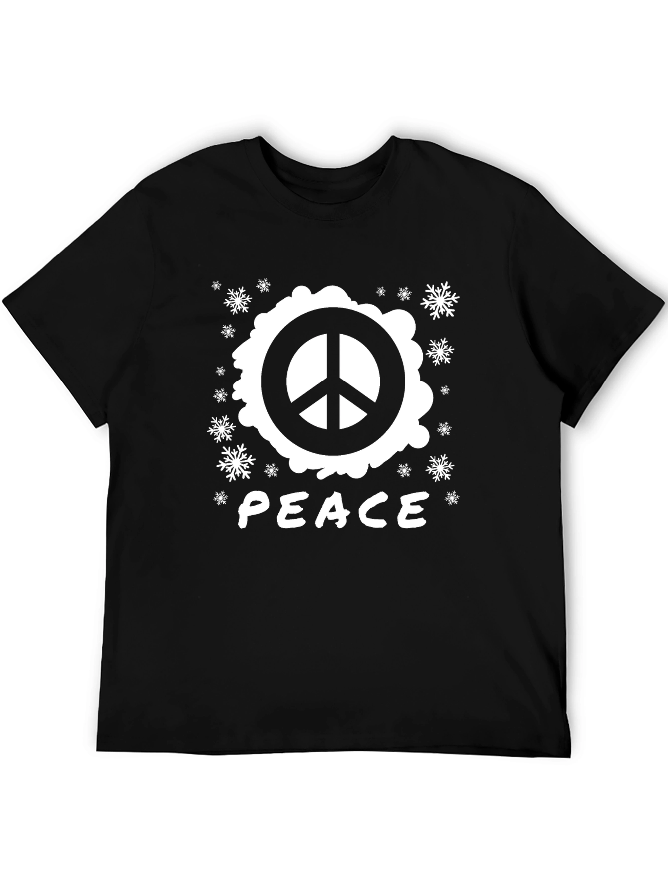 Peace Sign Graphic T-Shirt - Black Cotton Blend