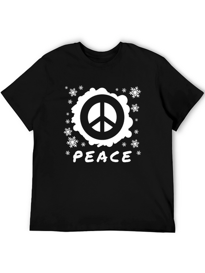 Peace Sign Graphic T-Shirt - Black Cotton Blend