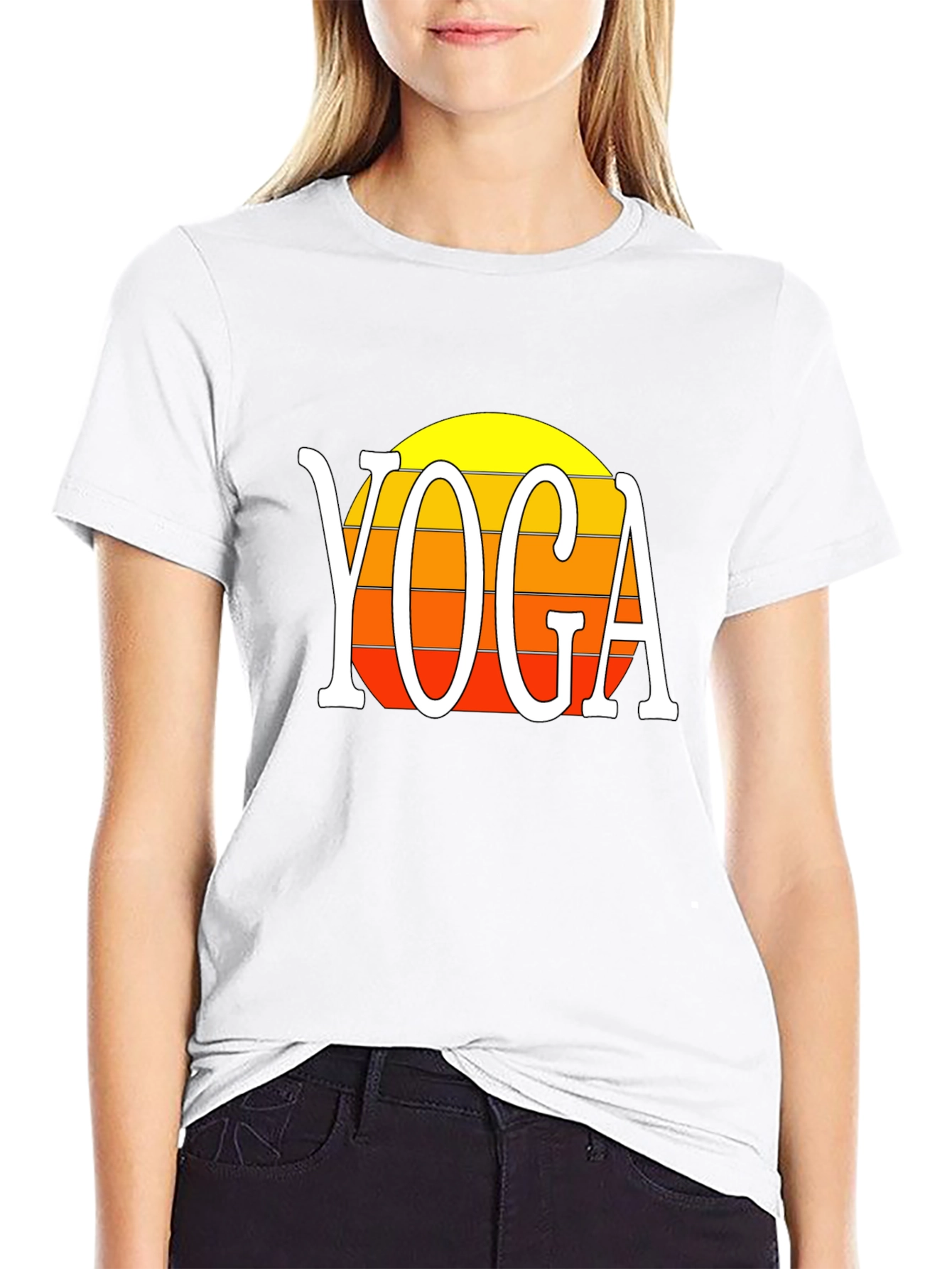 Yoga Sunset Graphic Tee - Retro Style Shirt
